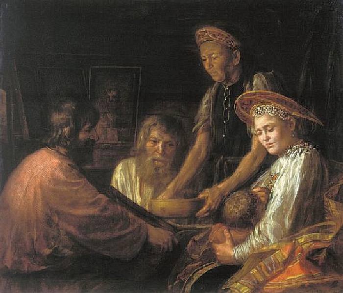 Peasants' meal, 1774 - Михаил Шибанов