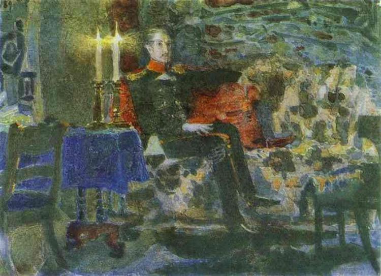Portrait of an Officer (Pechorin on a Sofa), 1889 - Mikhaïl Vroubel