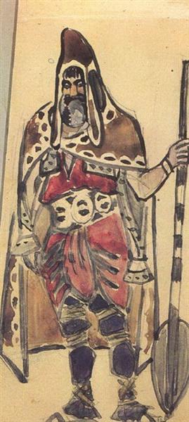 Viking Merchant (Costume design for the opera "Sadko"), 1897 - Mikhaïl Vroubel