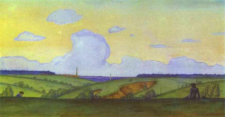 Evening Landscape, 1915 - Mstislaw Walerianowitsch Dobuschinski