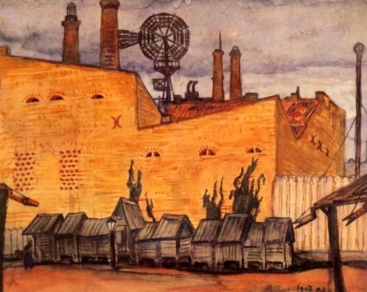 Вільно. Базар біля стіни., 1907 - Мстислав Добужинський