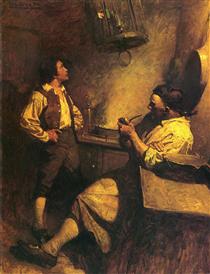 Jim Hawkins, Long John Silver and his Parrot - N. C. Wyeth
