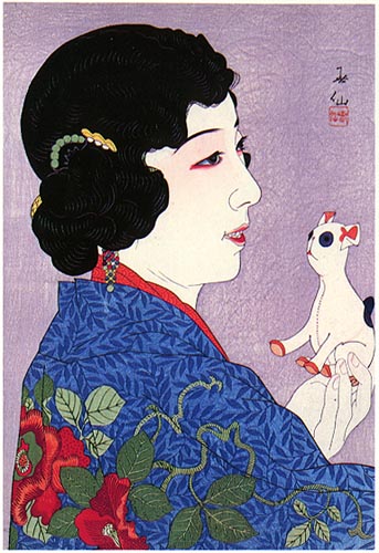 Mizutani Yaeko as Tsubaki-hime in La Traviata, 1931 - Natori Shunsen