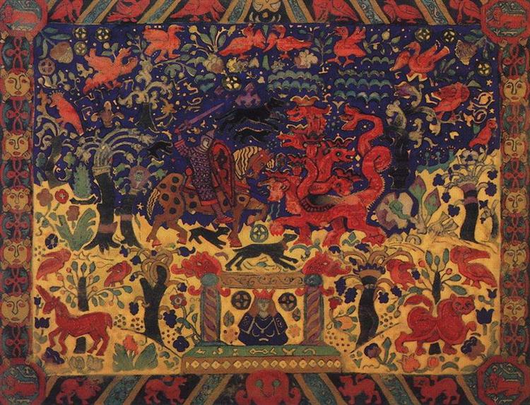 Fight with the dragon, 1912 - Николай  Рерих