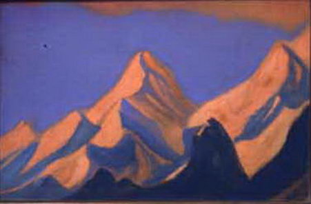 Flaming tops against the evening sky, c.1940 - Nikolái Roerich