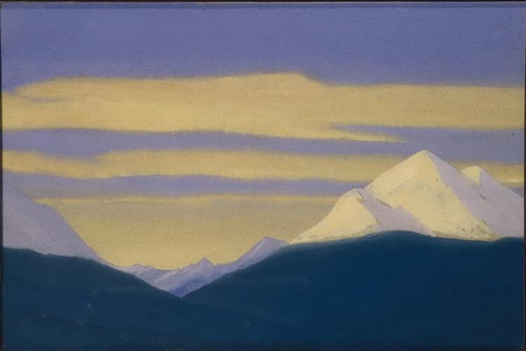 Himalayas. Golden clouds on a purple sky., 1940 - Nicholas Roerich