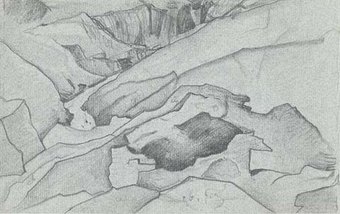 Rani Nulla river on Kulu side of Rohtang pass, c.1932 - Nikolai Konstantinovich Roerich