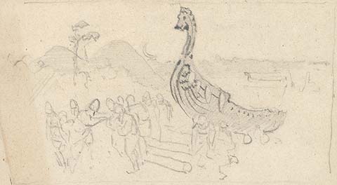 Sketch for "Moving the Boats", c.1897 - Nikolái Roerich