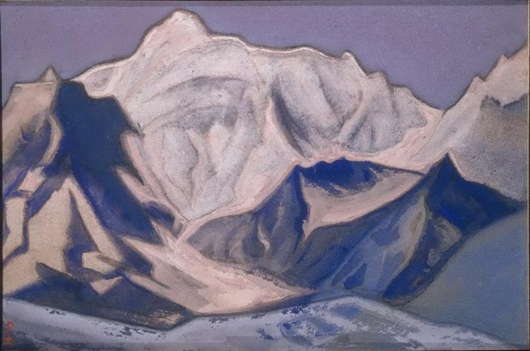 Snowy peaks at sunset, 1945 - Nikolái Roerich