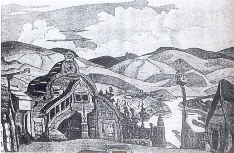 Study of scene design for "Snow Maiden", 1921 - Nicholas Roerich