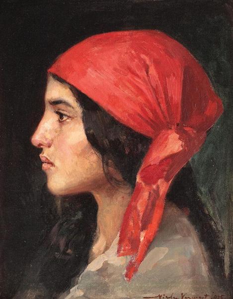 The Red Scarf, 1925 - Nicolae Vermont - WikiArt.org