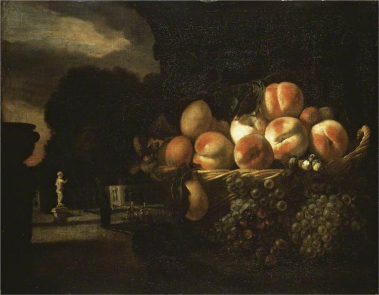 Still Life of Fruit in a formal Garden - Nicolaes Maes
