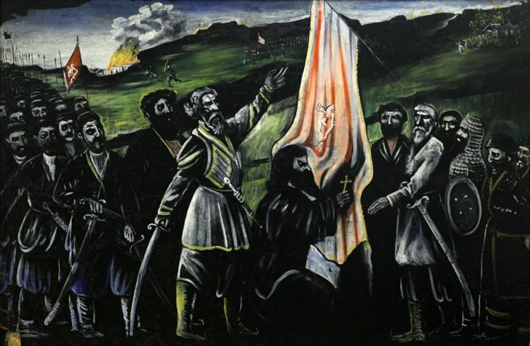 Giorgi Saakadze defending Georgia from enemies - Нико Пиросмани