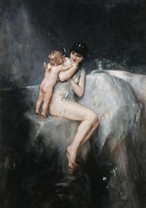 Nymph and Cupid - Nikolaos Gysis