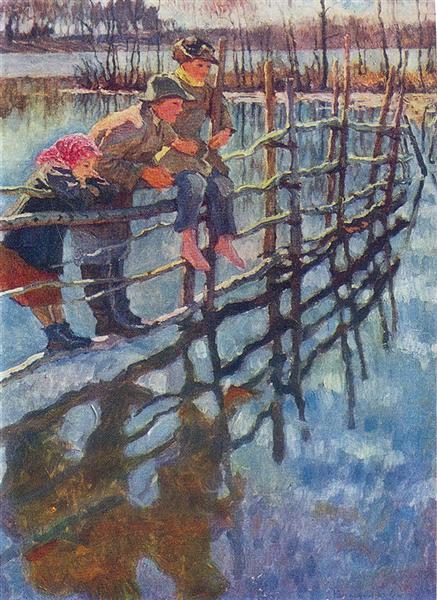 Children on a Fence - Микола Богданов-Бєльський