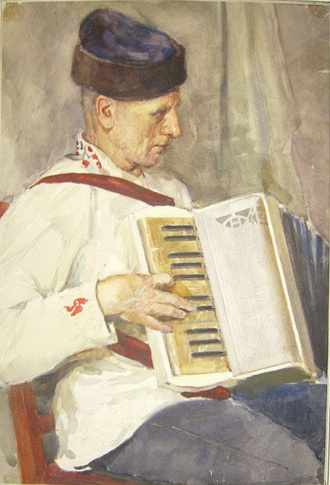 Lettish Accordionist, 1928 - Nikolay Bogdanov-Belsky