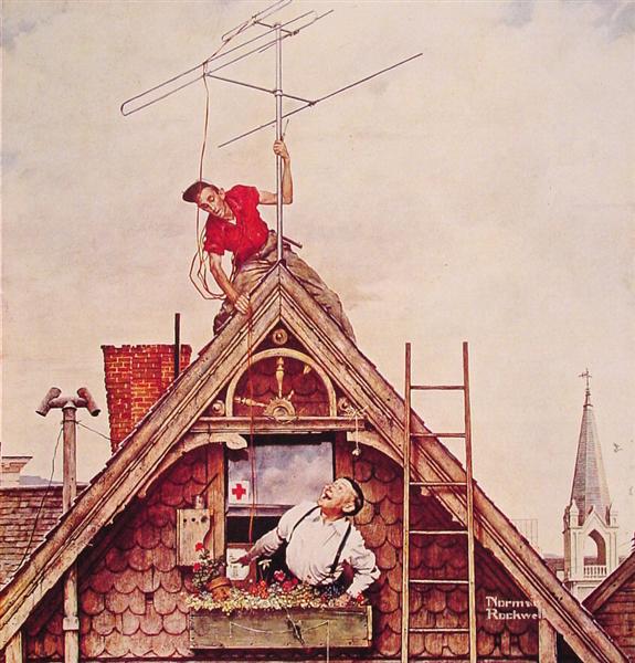 New Television Antenna, 1949 - Norman Rockwell