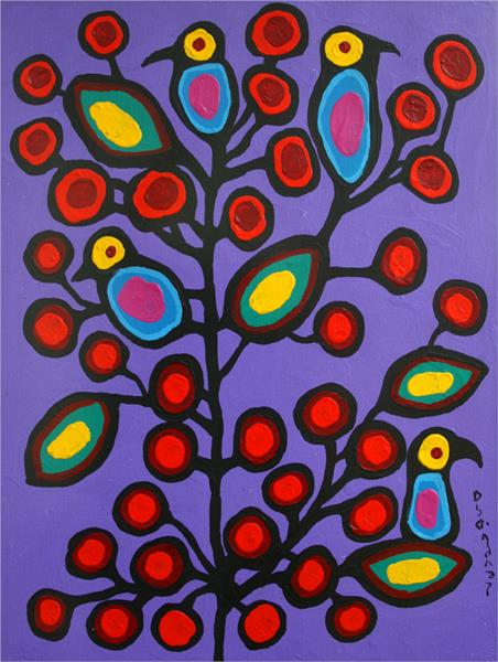 Untitled (Birds in Cherry Tree), 1993 - Norval Morrisseau