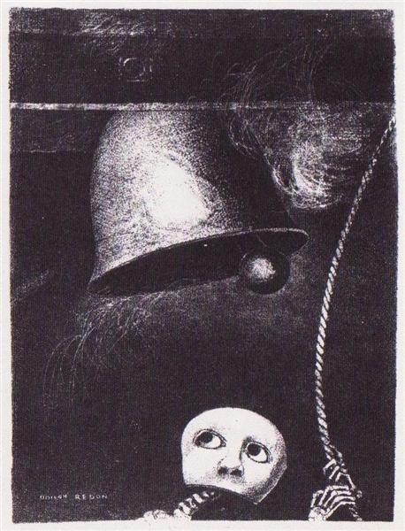 A funeral mask tolls bell, 1882 - Odilon Redon