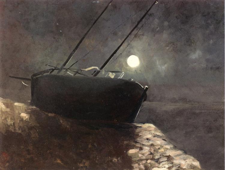 Boat in the Moonlight - Одилон Редон
