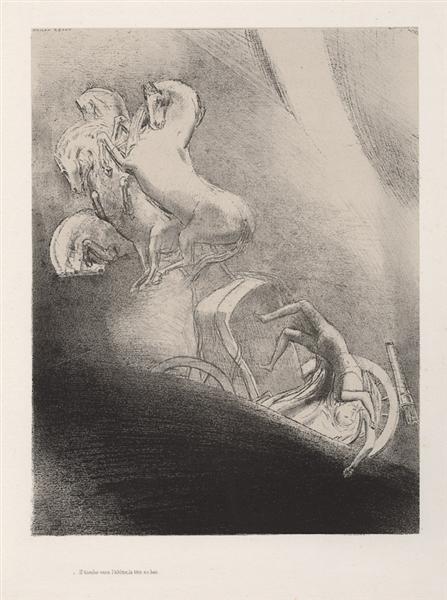 He falls, head-first, into the abyss (plate 17), 1896 - Оділон Редон
