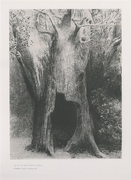 I plunged into solitude. I dwelt in the tree behind me. (plate 9), 1896 - Odilon Redon