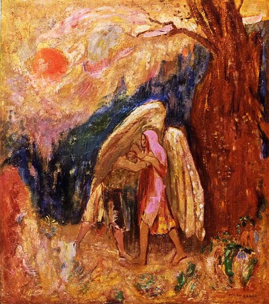 Яків змагається із янголом, c.1905 - Оділон Редон