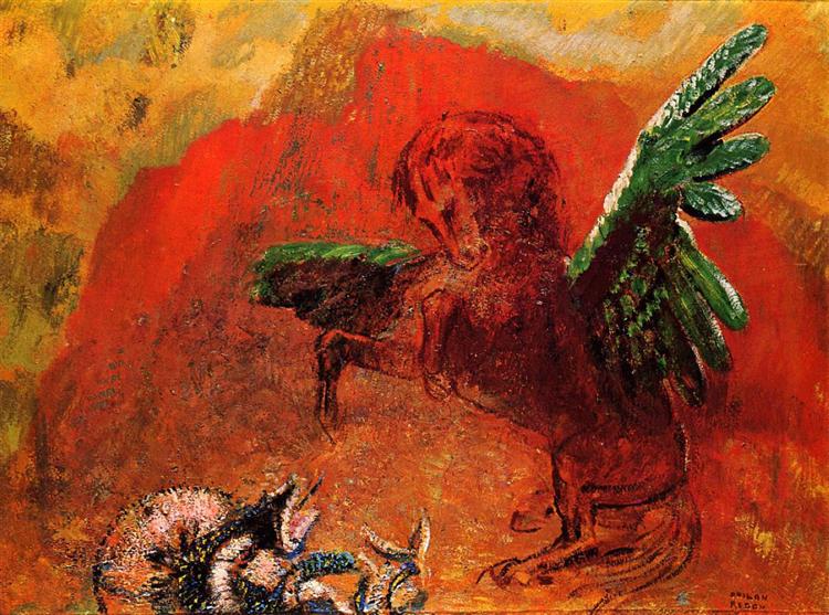 Pegasus and the Hydra, c.1907 - 奥迪隆·雷东