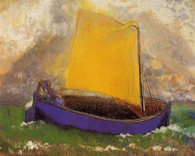 Таємничий човен, c.1892 - Оділон Редон