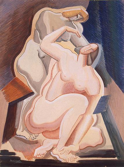 Two Nude Female Figures (Seated and Bending), 1923 - Oleksandr Arjípenko