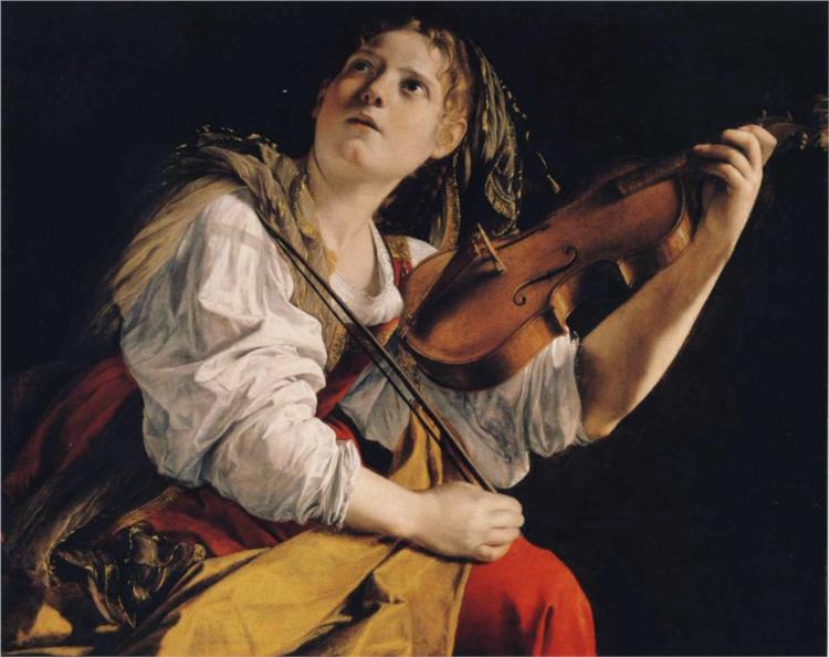 Young Woman Playing a Violin, 1624 - Орацио Джентилески