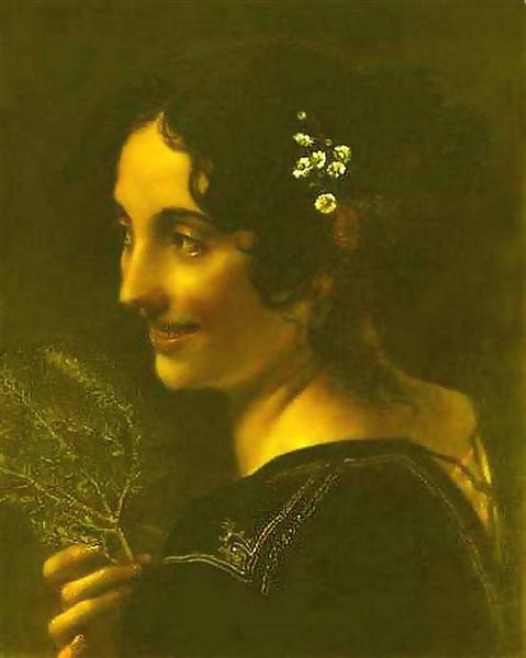 A gypsy with a branch of myrtle, 1819 - Orest Kiprenski