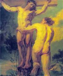 Crucifixion. Etude of two sitters - Orest Adamowitsch Kiprenski