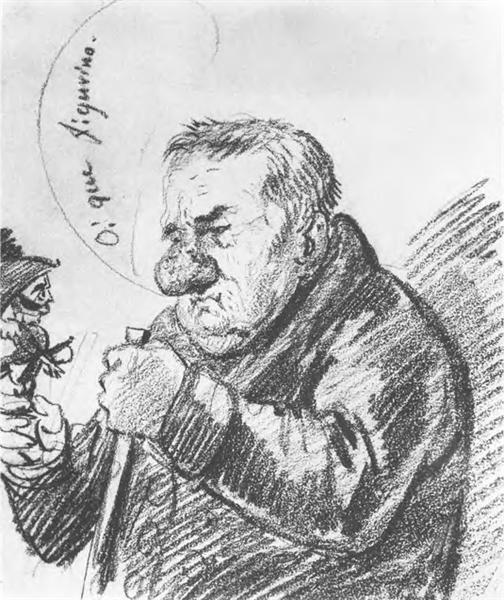 Portrait-caricature of Giacomo Quarenghi, 1814 - Orest Adamowitsch Kiprenski