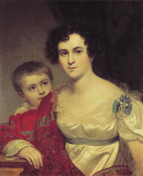 Portrait of A. I. Molchanova with Daughter, 1814 - Oreste Kiprensky