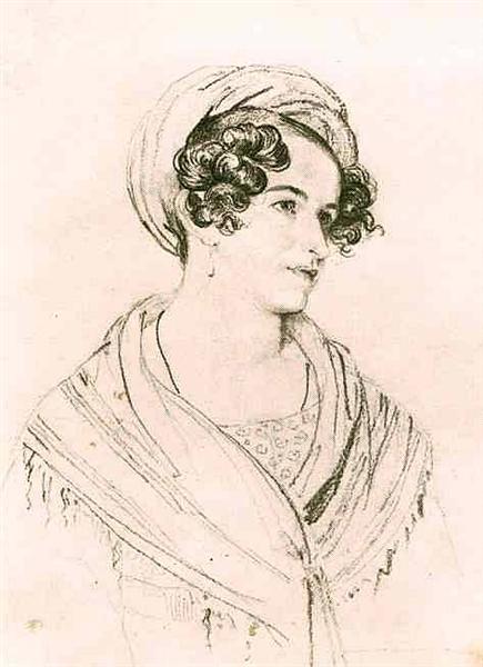 Portrait of an unknown woman in a turban, 1824 - Орест Кіпренський