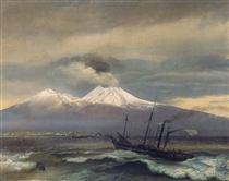 View of  Mount Vesuvius in winter - Oreste Kiprensky