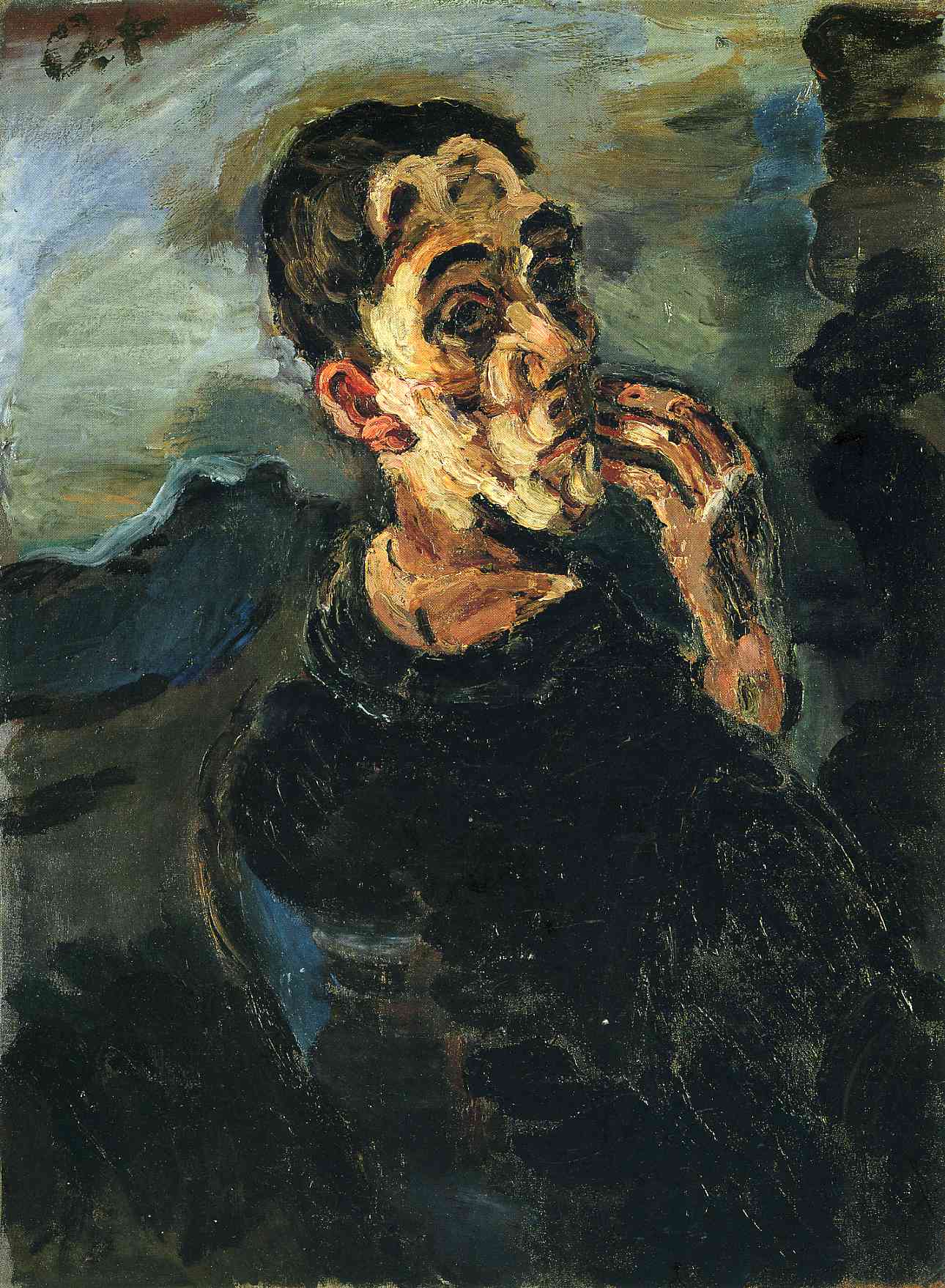 Self-Portrait with Hand by his face., 1919 - Oskar Kokoschka - WikiArt.org