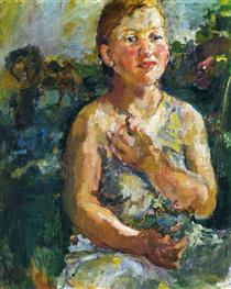 A Girl with Flowers - Oskar Kokoschka
