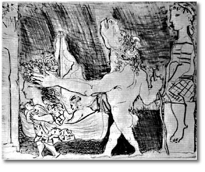 Blind Minotaur is guided by girl, 1934 - 畢卡索