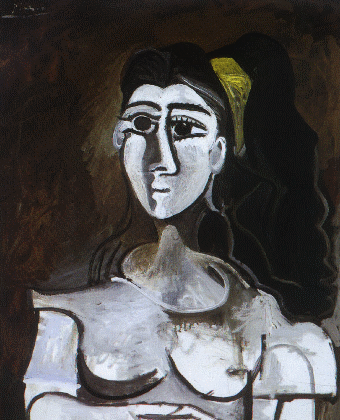 Bust of Woman with Yellow Ribbon (Jacqueline), 1962 - 畢卡索