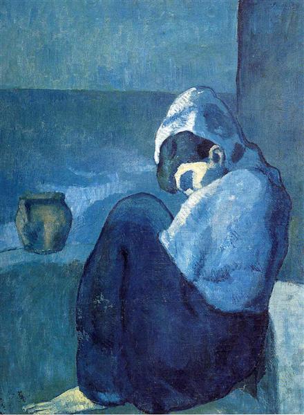 Сидяча навкарачки жебрачка, 1902 - Пабло Пікассо