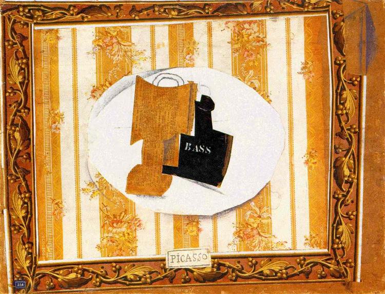Склянка та пляшка Басс, 1914 - Пабло Пікассо