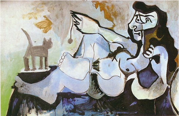 Оголена жінка що лежить та грається із котом, 1964 - Пабло Пікассо