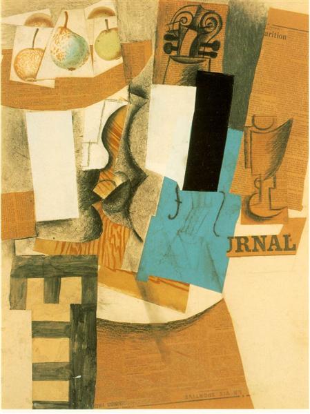 Still life with violin and fruits, 1912 - Pablo Picasso