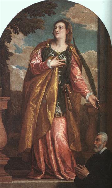 St. Lucy and a Donor, c.1580 - 委羅内塞
