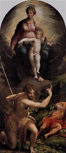 Madonna and Child with St. John the Baptist and St. Jerome - Parmigianino