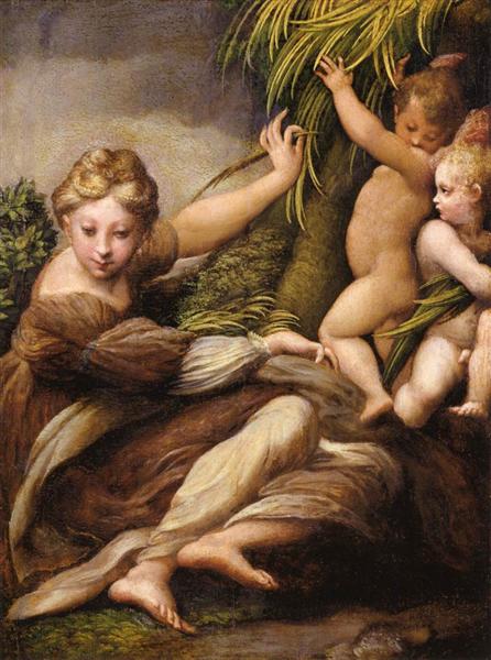 Богородиця з Немовлям і Ангелом, c.1523 - Парміджаніно