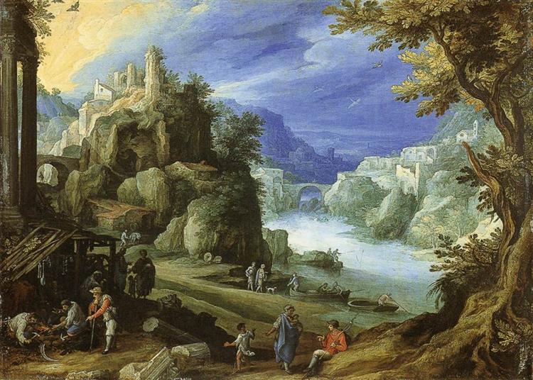 Fantastic mountain landscape, 1598 - Paul Brill