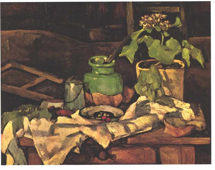 Flower pot at a table, 1869 - Paul Cézanne